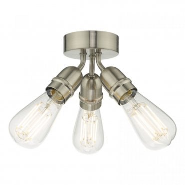 3 light flush ceiling light in satin nickel 