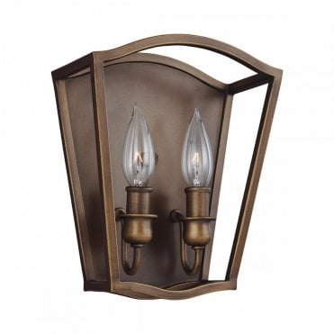 YARMOUTH 2 Light Wall Light Painted Aged Brass
