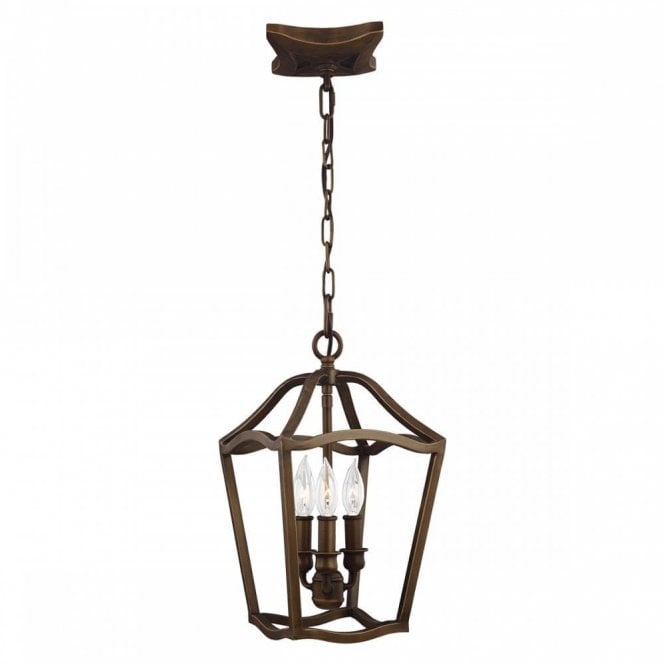 YARMOUTH 3 Light Pendant Painted Aged Brass