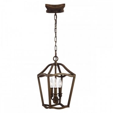 YARMOUTH 3 Light Pendant Painted Aged Brass