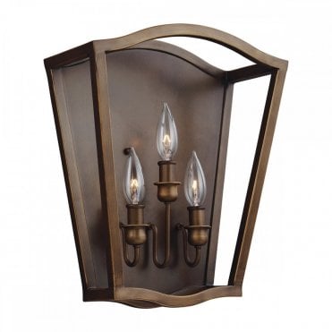 YARMOUTH 3 Light Wall Light Painted Aged Brass