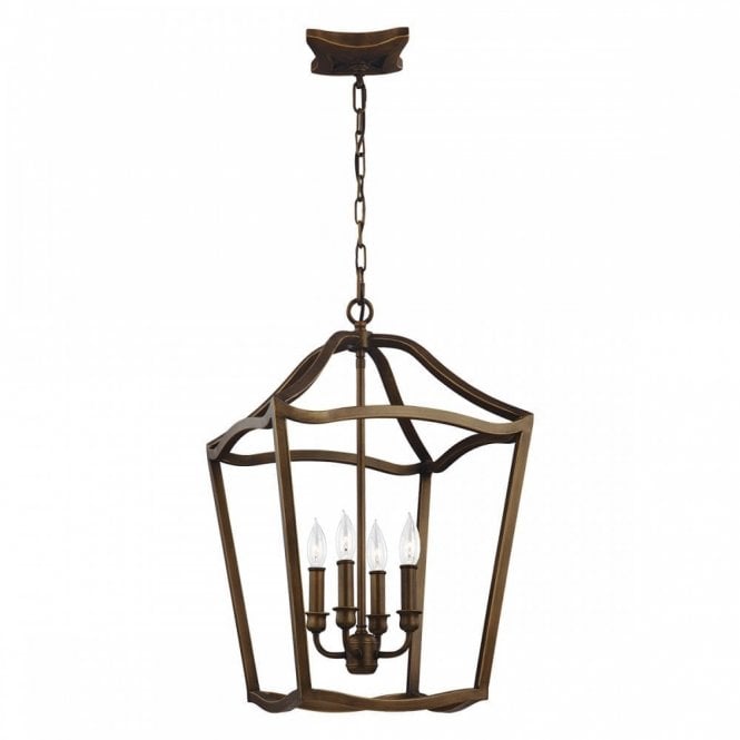 YARMOUTH 4 Light Pendant Painted Aged Brass