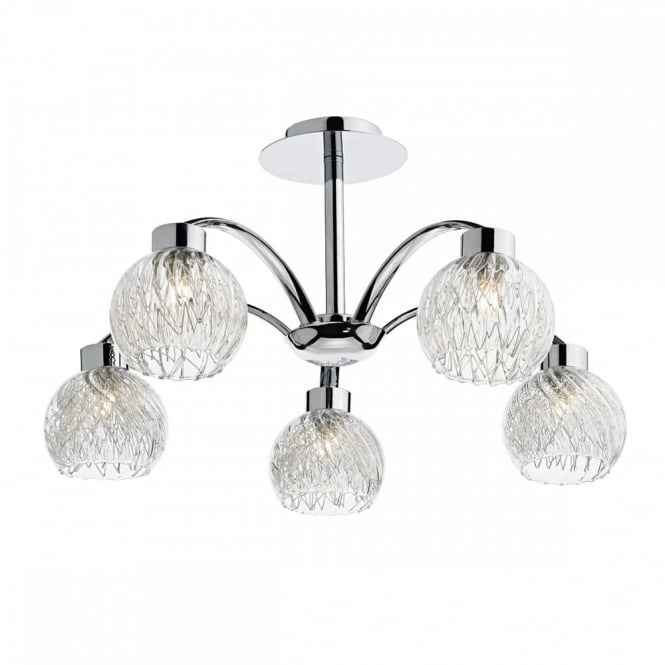 YASMIN - 5 Light Semi Flush Ceiling Polished Chrome