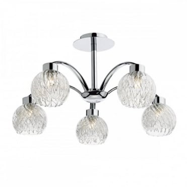 YASMIN - 5 Light Semi Flush Ceiling Polished Chrome