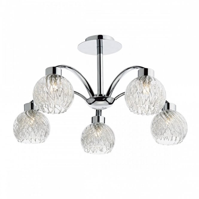 YASMIN - 5 Light Semi Flush Ceiling Polished Chrome