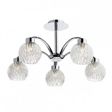 YASMIN - 5 Light Semi Flush Ceiling Polished Chrome
