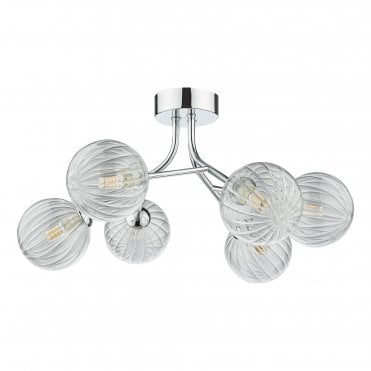 6light polished chrome semi flush