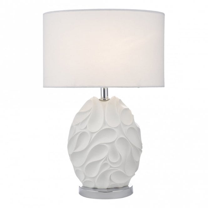 ZACHARY Sculptural Oval Table Lamp in White with Matching Shade