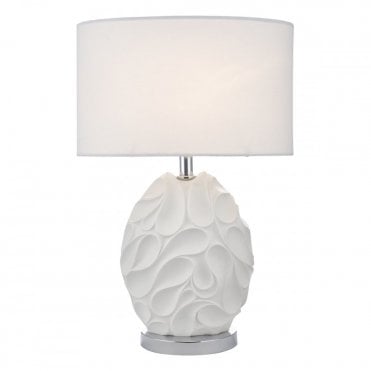 ZACHARY Sculptural Oval Table Lamp in White with Matching Shade