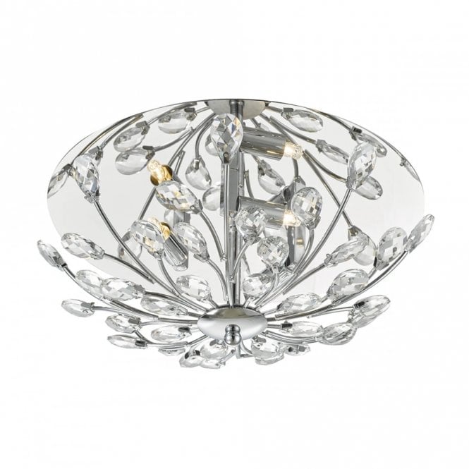 ZAFIR - 3 Light Flush Ceiling Crystal Floral Ceiling Light