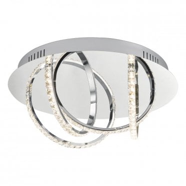 ZANCARA 4 Light Flush Polished Chrome & Crystal Led