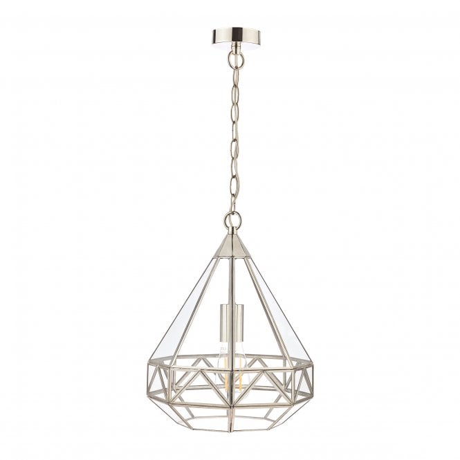 Zaria Geometric Pendant in Polished Silver and Glass