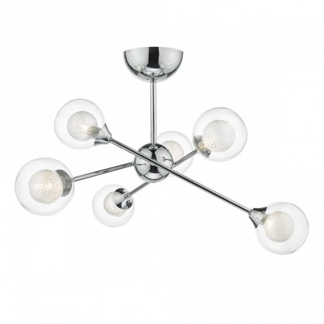 ZEKE - 6 Light Semi-Flush Ceiling Pendant In Chrome
