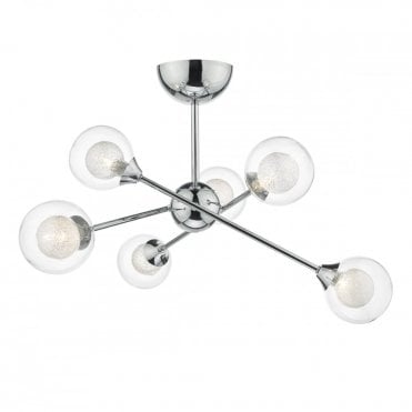 ZEKE - 6 Light Semi-Flush Ceiling Pendant In Chrome