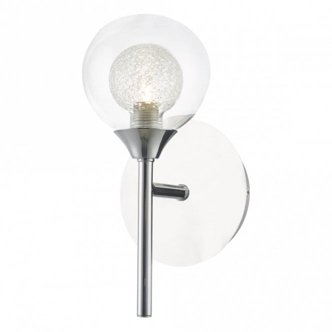 ZEKE Single Wall Light Polished Chrome and Spun Glass , Switched
