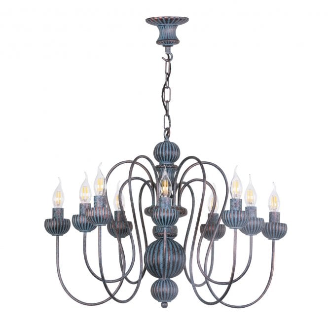 Zhivago 10 Light Armed Pendant In Brown & Verdigris - Fitting Only