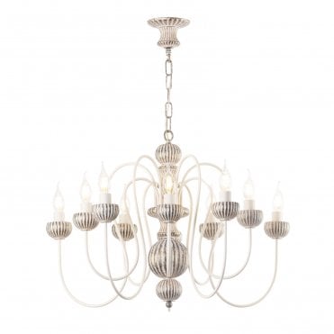 10 arm ceiling pendant light in grey and gold patina