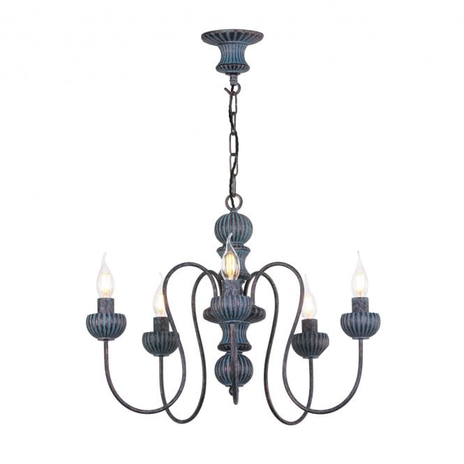 Zhivago 5 Light Armed Pendant In Brown & Verdigris - Fitting Only