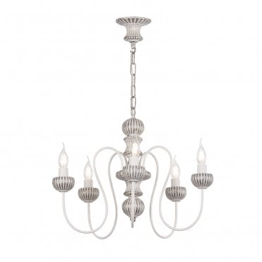 classic and whimsical grey and gold ceiling pendant light 5 armed 