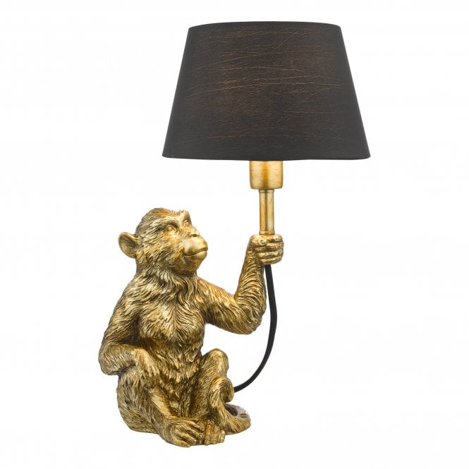 ZIRA Monkey Table Lamp in Gold With Shade