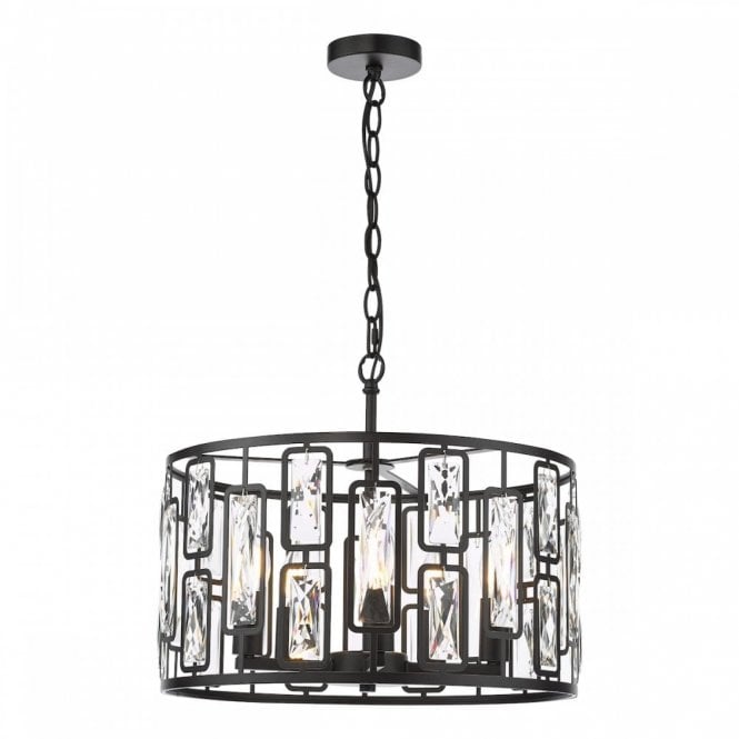 Zoelle 5 Light Pendant In Matte Black and Crystal