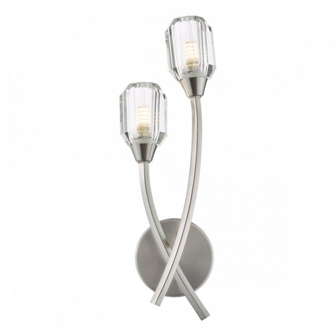 Zonda 2 Light Wall Light In Brushed Nickel and Crystal