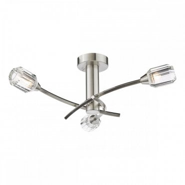 Zonda 3 light semi-flush ceiling light in brushed nickel with crystal accents by The Lighting Book – elegant low ceiling light
