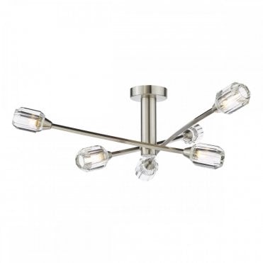 Zonda 6 light semi-flush ceiling light in brushed nickel with crystal accents by The Lighting Book Lighting low ceiling chandelier