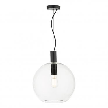 Black and clear glass globe ceiling light