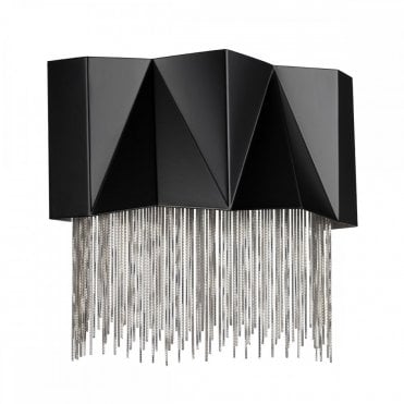 ZUMA 3 Light Wall Light - Geometric Design - Black and Silver