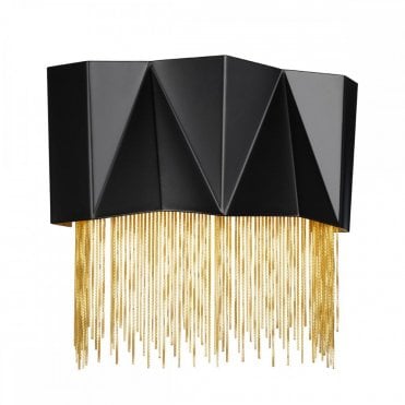 ZUMA 3 Light Wall Light - Geometric Design With Gold Chains