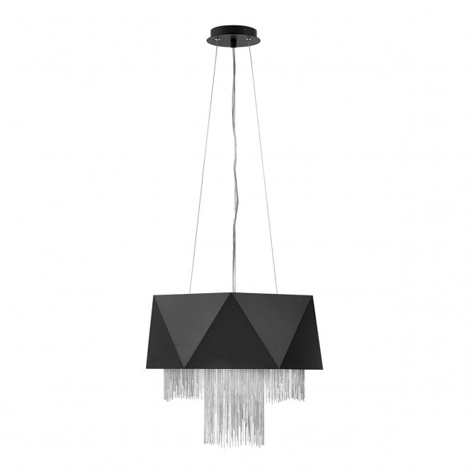 ZUMA 6 Light Ceiling Pendant - Geometric Pattern - Silver and Black