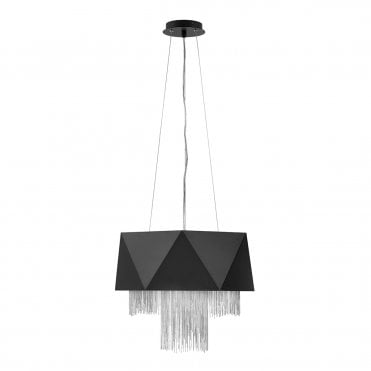 ZUMA 6 Light Ceiling Pendant - Geometric Pattern - Silver and Black