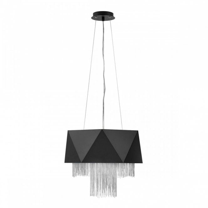 ZUMA 6 Light Ceiling Pendant - Geometric Pattern - Silver and Black