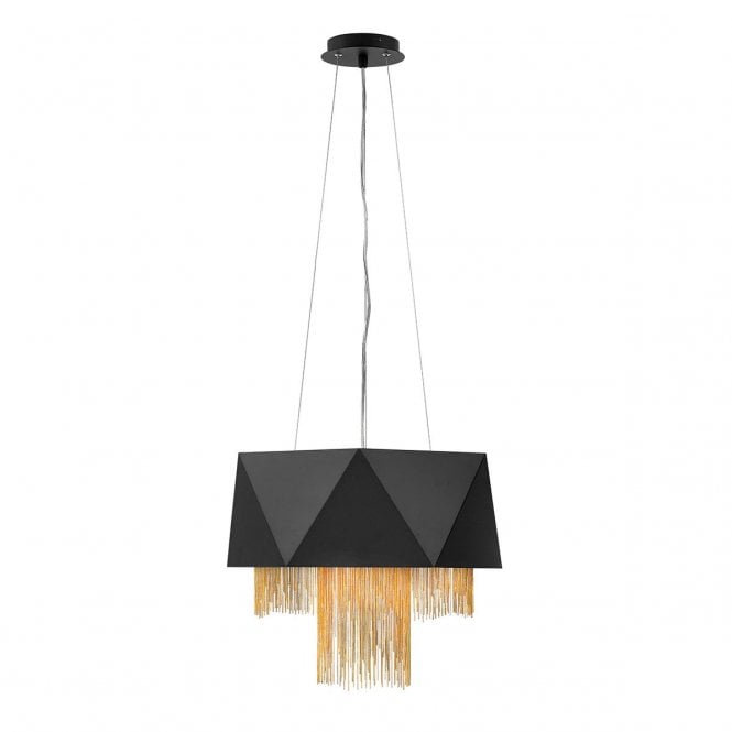 ZUMA 6 Light Ceiling Pendant Light - Geometric Pattern - Gold and Black