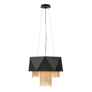 ZUMA 6 Light Ceiling Pendant Light - Geometric Pattern - Gold and Black