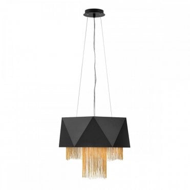 ZUMA 6 Light Ceiling Pendant Light - Geometric Pattern - Gold and Black